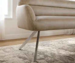 EsszimmerbankTaya-Flex 200 cm Mikrofaser Beige Vintage Kreuzgestell kantig Edelstahl Taschenfederkern Sofort versandfertig