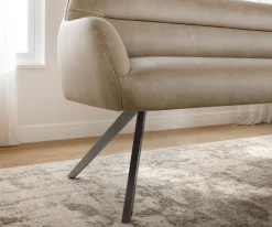 EsszimmerbankTaya-Flex 200 cm Mikrofaser Beige Vintage Kreuzgestell kantig Graphit Taschenfederkern Sofort versandfertig