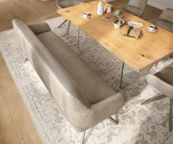 EsszimmerbankTaya-Flex 200 cm Mikrofaser Beige Vintage Kreuzgestell kantig Effektfinish Titan Taschenfederkern Sofort versandfertig