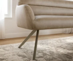EsszimmerbankTaya-Flex 200 cm Mikrofaser Beige Vintage Kreuzgestell kantig Effektfinish Titan Taschenfederkern Sofort versandfertig