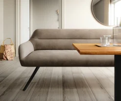 EsszimmerbankTaya-Flex 200 cm Mikrofaser Taupe Vintage Kreuzgestell kantig Schwarz Taschenfederkern Versandfertig ca. 28.10.26