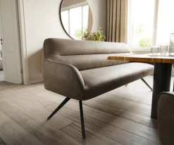 EsszimmerbankTaya-Flex 200 cm Mikrofaser Taupe Vintage Kreuzgestell kantig Schwarz Taschenfederkern Versandfertig ca. 28.10.26