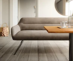 EsszimmerbankTaya-Flex 300 cm Mikrofaser Taupe Vintage Kreuzgestell kantig Graphit Taschenfederkern Sofort versandfertig