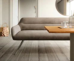 EsszimmerbankTaya-Flex 200 cm Mikrofaser Taupe Vintage Kreuzgestell kantig Effektfinish Titan Taschenfederkern Versandfertig ca. 28.10.26