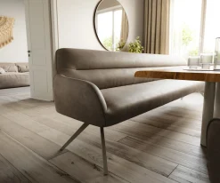EsszimmerbankTaya-Flex 300 cm Mikrofaser Taupe Vintage Kreuzgestell kantig Effektfinish Titan Taschenfederkern Sofort versandfertig
