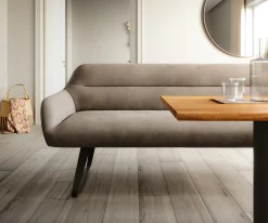 EsszimmerbankTaya-Flex 200 cm Mikrofaser Taupe Vintage Kufengestell flach Schwarz Taschenfederkern Versandfertig ca. 28.10.26