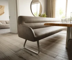 EsszimmerbankTaya-Flex 300 cm Mikrofaser Taupe Vintage Kufengestell flach Effektfinish Titan Taschenfederkern Sofort versandfertig