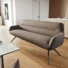EsszimmerbankTaya-Flex 200 cm Strukturstoff Soft Taupe Kreuzgestell kantig Schwarz Taschenfederkern Sofort versandfertig