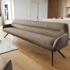EsszimmerbankTaya-Flex 300 cm Strukturstoff Soft Taupe Kreuzgestell kantig Schwarz Taschenfederkern Sofort versandfertig