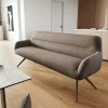 EsszimmerbankTaya-Flex 200 cm Strukturstoff Soft Taupe Kreuzgestell kantig Effektfinish Titan Taschenfederkern Sofort versandfertig