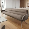 EsszimmerbankTaya-Flex 300 cm Strukturstoff Soft Taupe Kreuzgestell kantig Edelstahl Taschenfederkern Sofort versandfertig