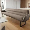 EsszimmerbankTaya-Flex 300 cm Strukturstoff Soft Taupe Kufengestell flach Schwarz Taschenfederkern Sofort versandfertig