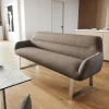 EsszimmerbankTaya-Flex 200 cm Strukturstoff Soft Taupe Kufengestell kantig Edelstahl Taschenfederkern Versandfertig ca. 12.02.27