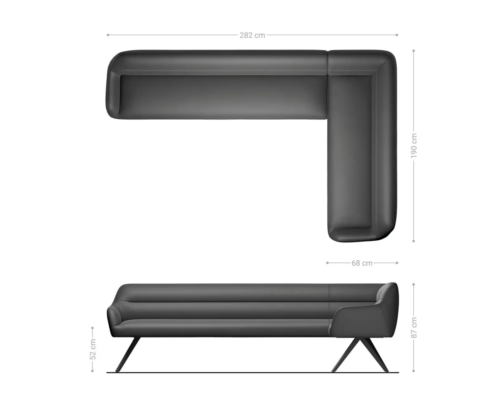 EsszimmerbankTaya-Flex 285x190 cm Bouclé Creme-Weiß Kreuzgestell kantig Schwarz Taschenfederkern Rechts Sofort versandfertig