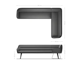 EsszimmerbankTaya-Flex 285x190 cm Bouclé Schlamm Kufengestell flach Effektfinish Titan Taschenfederkern Rechts Sofort versandfertig