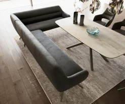 EsszimmerbankTaya-Flex 285x190 cm Mikrofaser Anthrazit Vintage Kreuzgestell kantig Effektfinish Titan Taschenfederkern Rechts Sofort versandfertig
