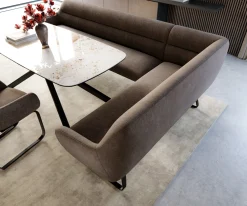 EsszimmerbankTaya-Flex 285x190 cm Strukturstoff Soft Taupe Kufengestell flach Schwarz Taschenfederkern Rechts Sofort versandfertig