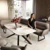 EsszimmerbankTaya-Flex 285x190 cm Strukturstoff Soft Taupe Kufengestell flach Schwarz Taschenfederkern Links Sofort versandfertig
