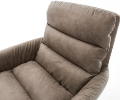EsszimmerstuhlAbelia-Flex mit Armlehnen Mikrofaser Taupe Vintage Kreuzgestell konisch Schwarz Sofort versandfertig