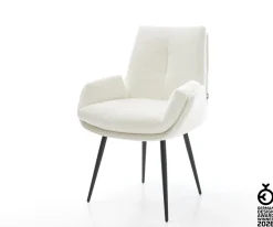 EsszimmerstuhlClea-Flex Bouclé Soft Beige 4-Fuß konisch Schwarz Sofort versandfertig
