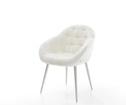 EsszimmerstuhlGaio-Flex Bouclé Soft Beige 4-Fuß konisch Edelstahl Sofort versandfertig