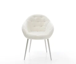 EsszimmerstuhlGaio-Flex Bouclé Soft Beige 4-Fuß konisch Edelstahl Sofort versandfertig