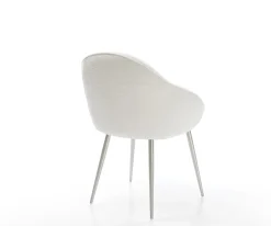 EsszimmerstuhlGaio-Flex Bouclé Soft Beige 4-Fuß konisch Edelstahl Sofort versandfertig