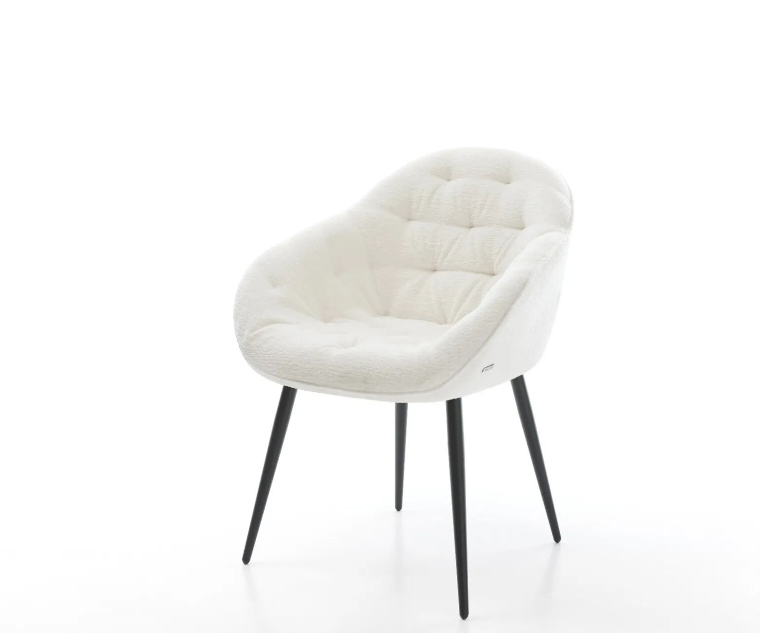 EsszimmerstuhlGaio-Flex Bouclé Soft Beige 4-Fuß konisch Schwarz Sofort versandfertig