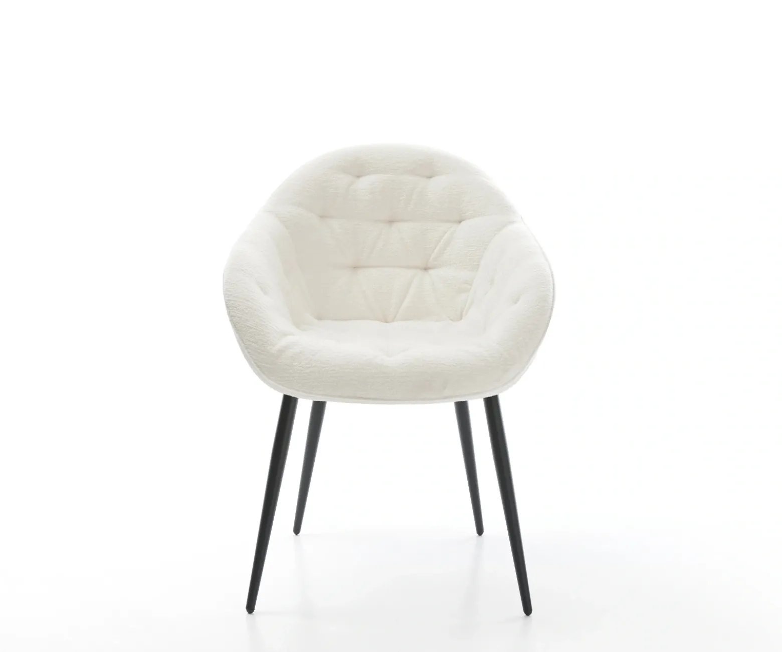 EsszimmerstuhlGaio-Flex Bouclé Soft Beige 4-Fuß konisch Schwarz Sofort versandfertig