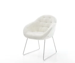EsszimmerstuhlGaio-Flex Bouclé Soft Beige Kufengestell Edelstahl Sofort versandfertig