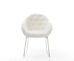 EsszimmerstuhlGaio-Flex Bouclé Soft Beige Kufengestell Edelstahl Sofort versandfertig