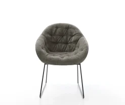 EsszimmerstuhlGaio-Flex Bouclé Soft Schlamm Kufengestell Schwarz Sofort versandfertig