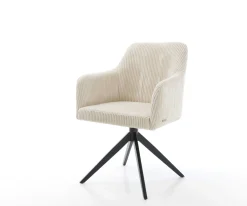 EsszimmerstuhlGreg-Flex Cord Beige Kreuzgestell breit Schwarz Taschenfederkern Sofort versandfertig