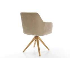 EsszimmerstuhlGreg-Flex Mikrofaser Beige Vintage Holzgestell kantig Natur 360° drehbar Taschenfederkern Versandfertig ca. 28.10.26