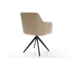 EsszimmerstuhlGreg-Flex Mikrofaser Beige Vintage Kreuzgestell kantig Schwarz Taschenfederkern Sofort versandfertig