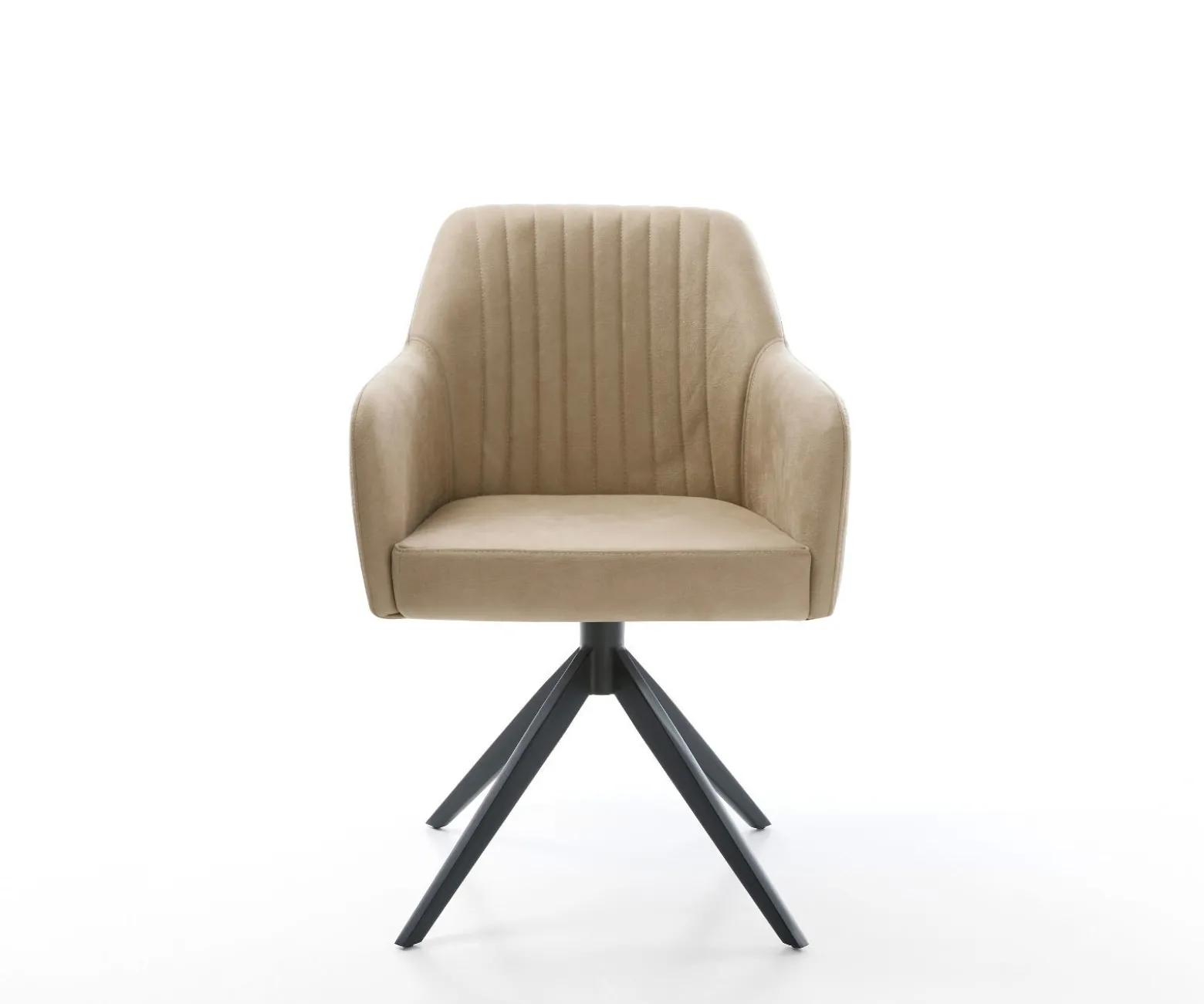 EsszimmerstuhlGreg-Flex Mikrofaser Beige Vintage Kreuzgestell breit Schwarz Taschenfederkern Sofort versandfertig