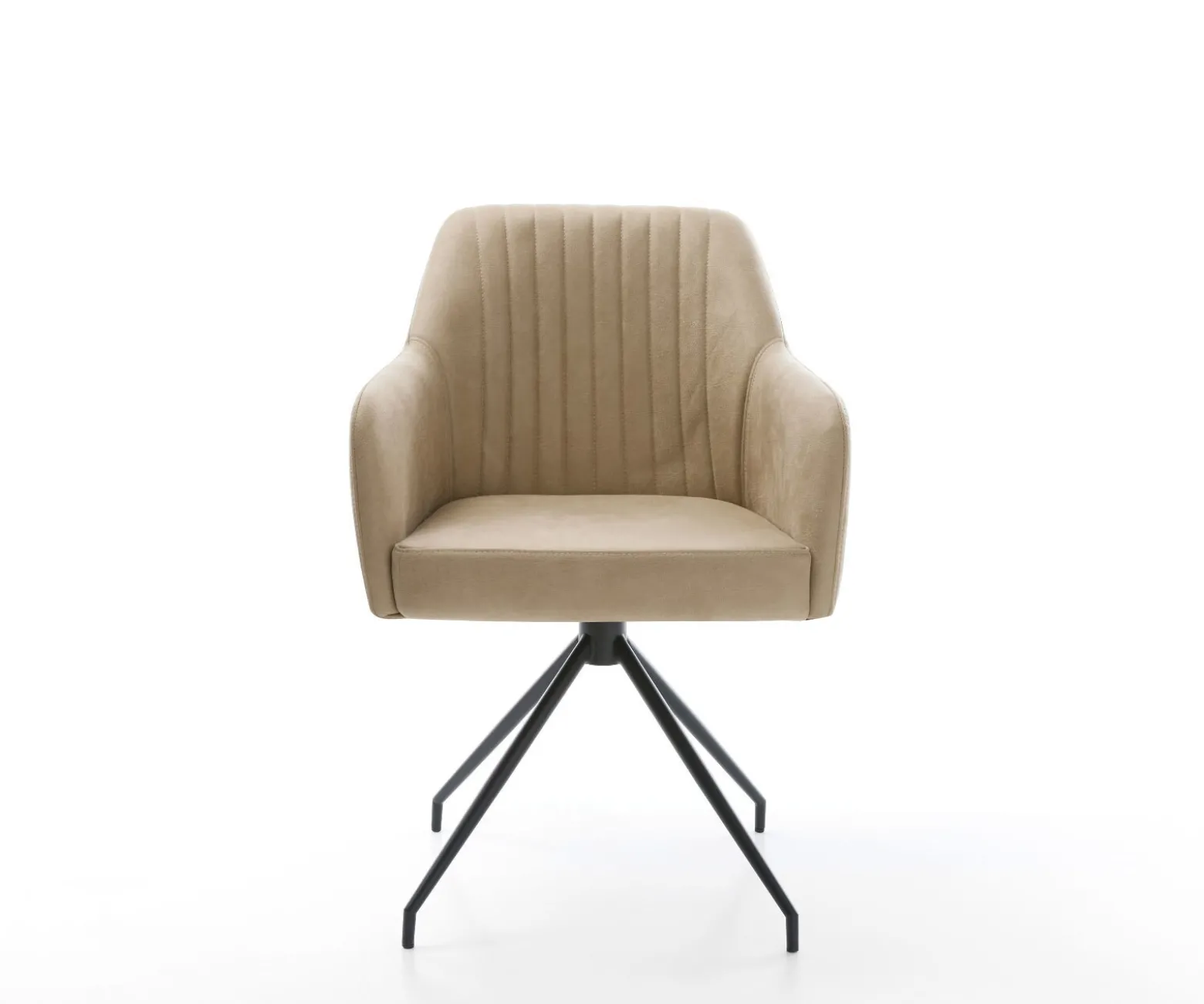 EsszimmerstuhlGreg-Flex Mikrofaser Beige Vintage Kreuzgestell konisch Schwarz Taschenfederkern Sofort versandfertig