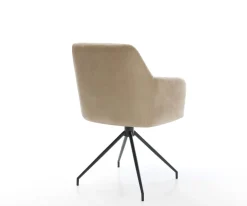 EsszimmerstuhlGreg-Flex Mikrofaser Beige Vintage Kreuzgestell konisch Schwarz Taschenfederkern Sofort versandfertig