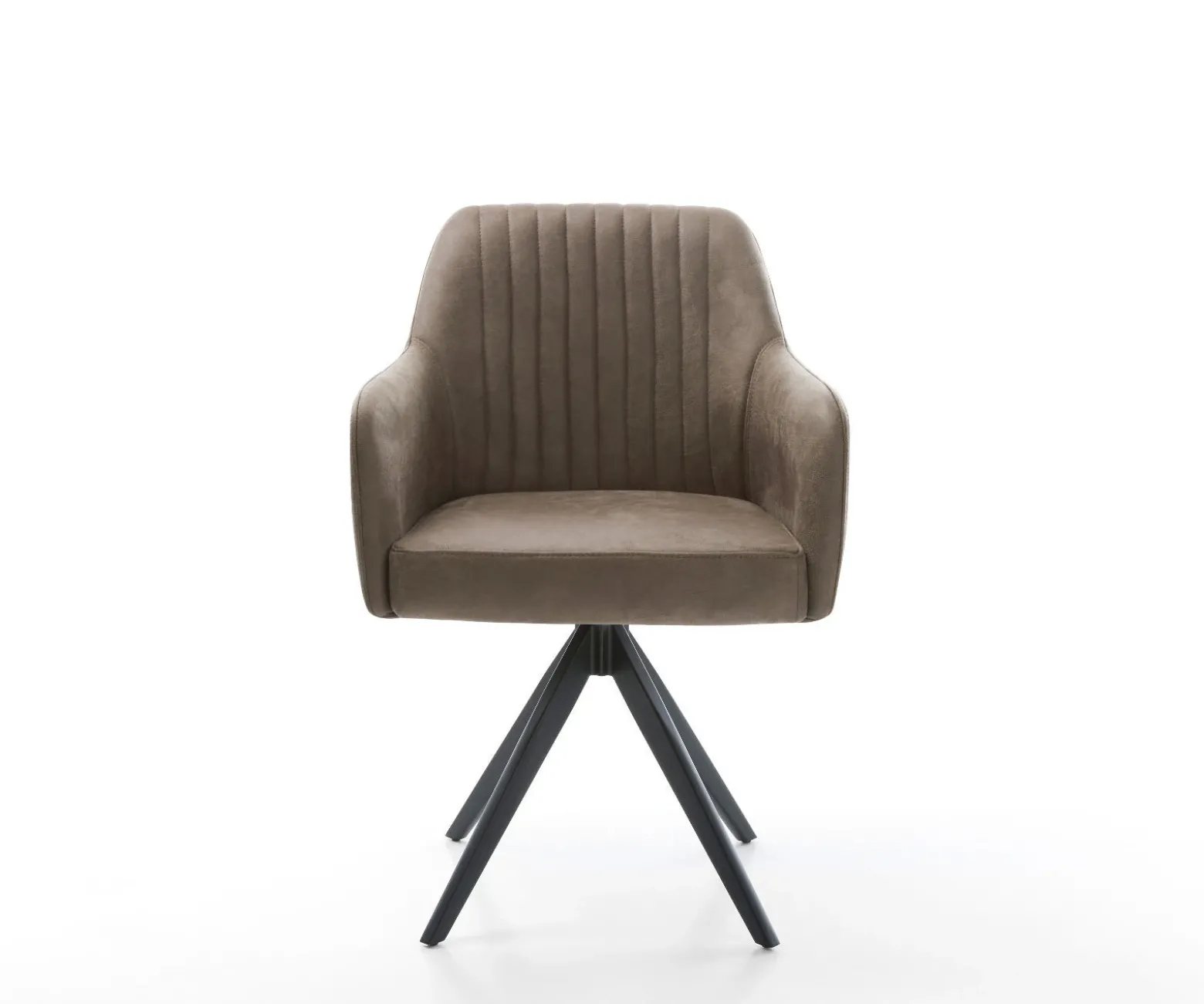 EsszimmerstuhlGreg-Flex Mikrofaser Taupe Vintage Kreuzgestell kantig Schwarz Taschenfederkern Sofort versandfertig