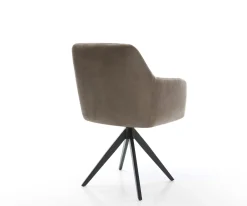 EsszimmerstuhlGreg-Flex Mikrofaser Taupe Vintage Kreuzgestell kantig Schwarz Taschenfederkern Sofort versandfertig