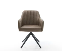 EsszimmerstuhlGreg-Flex Mikrofaser Taupe Vintage Kreuzgestell breit Schwarz Taschenfederkern Sofort versandfertig