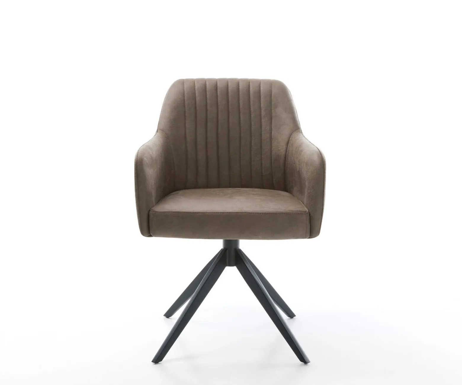 EsszimmerstuhlGreg-Flex Mikrofaser Taupe Vintage Kreuzgestell breit Schwarz Taschenfederkern Sofort versandfertig