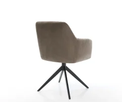 EsszimmerstuhlGreg-Flex Mikrofaser Taupe Vintage Kreuzgestell breit Schwarz Taschenfederkern Sofort versandfertig