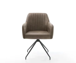 EsszimmerstuhlGreg-Flex Mikrofaser Taupe Vintage Kreuzgestell konisch Schwarz Taschenfederkern Sofort versandfertig