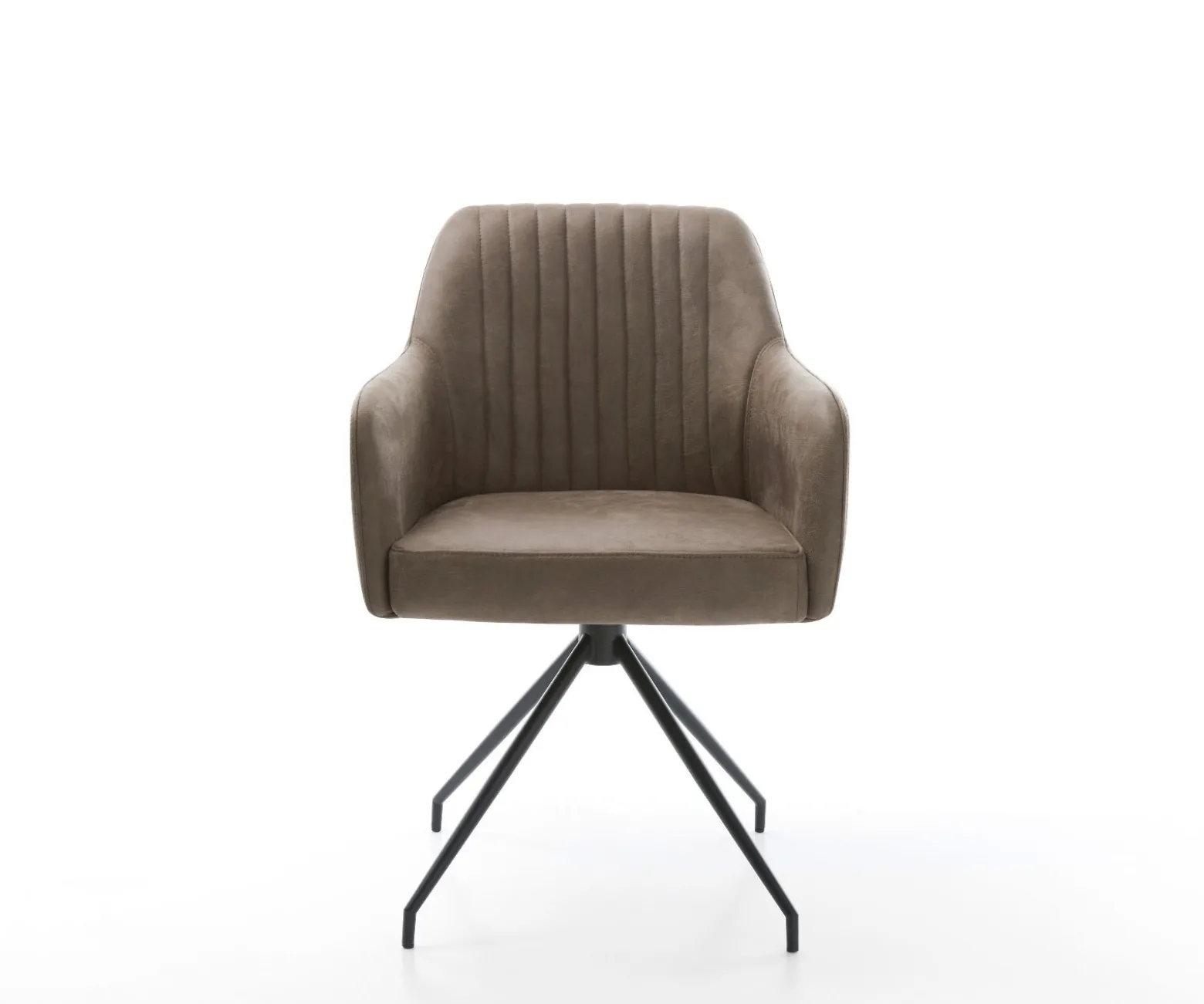 EsszimmerstuhlGreg-Flex Mikrofaser Taupe Vintage Kreuzgestell konisch Schwarz Taschenfederkern Sofort versandfertig