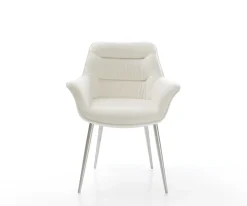 EsszimmerstuhlKaira-Flex Bouclé Soft Beige 4-Fuß konisch Edelstahl Sofort versandfertig