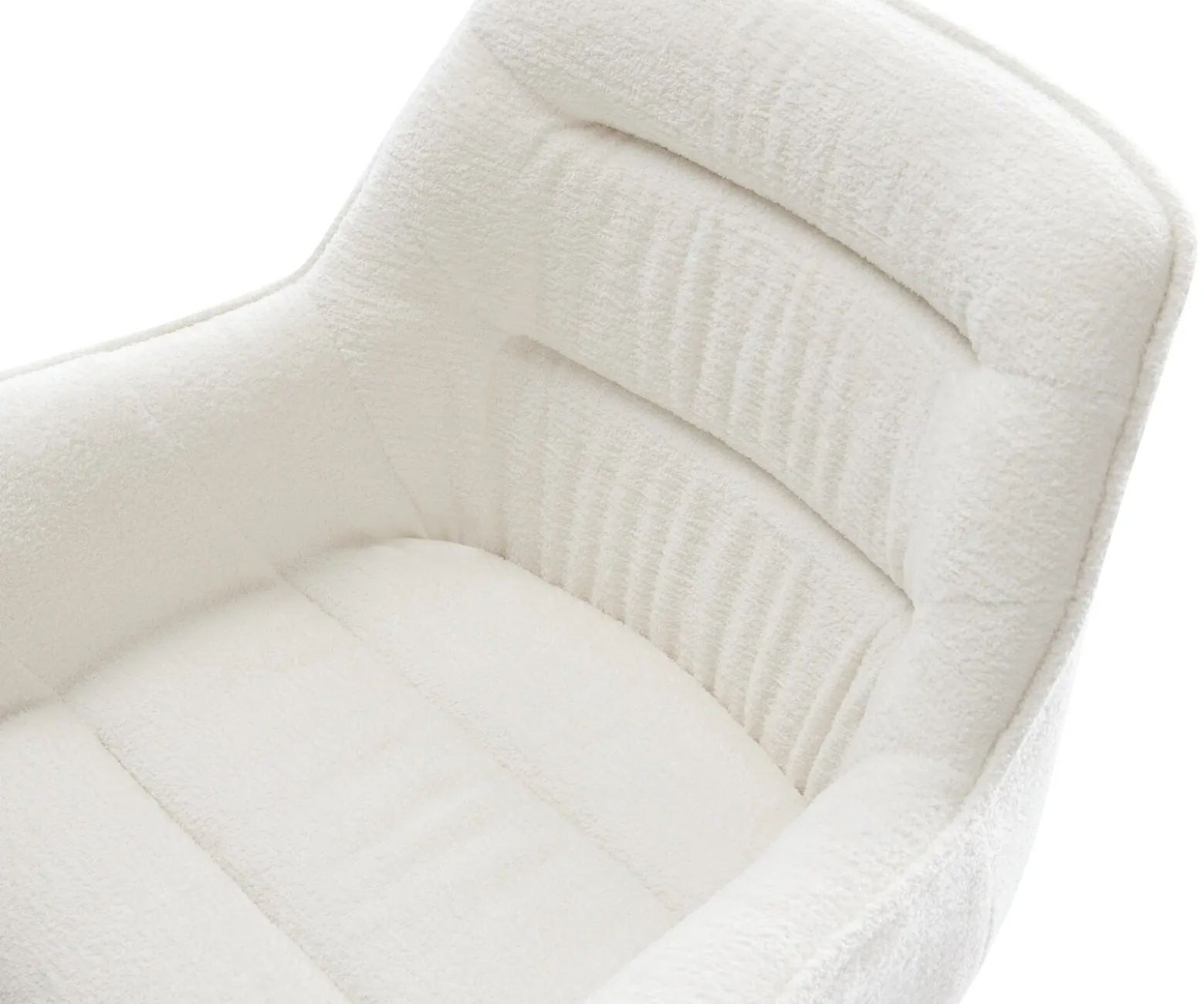 EsszimmerstuhlKaira-Flex Bouclé Soft Beige Kreuzgestell konisch Edelstahl Sofort versandfertig