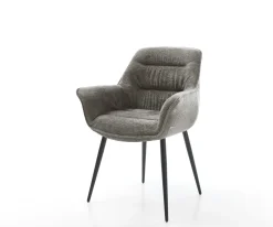 EsszimmerstuhlKaira-Flex Bouclé Soft Schlamm 4-Fuß konisch Schwarz Sofort versandfertig