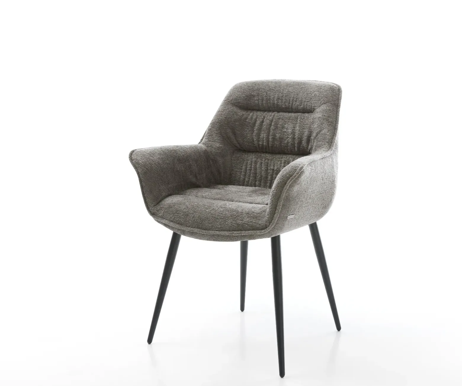 EsszimmerstuhlKaira-Flex Bouclé Soft Schlamm 4-Fuß konisch Schwarz Sofort versandfertig