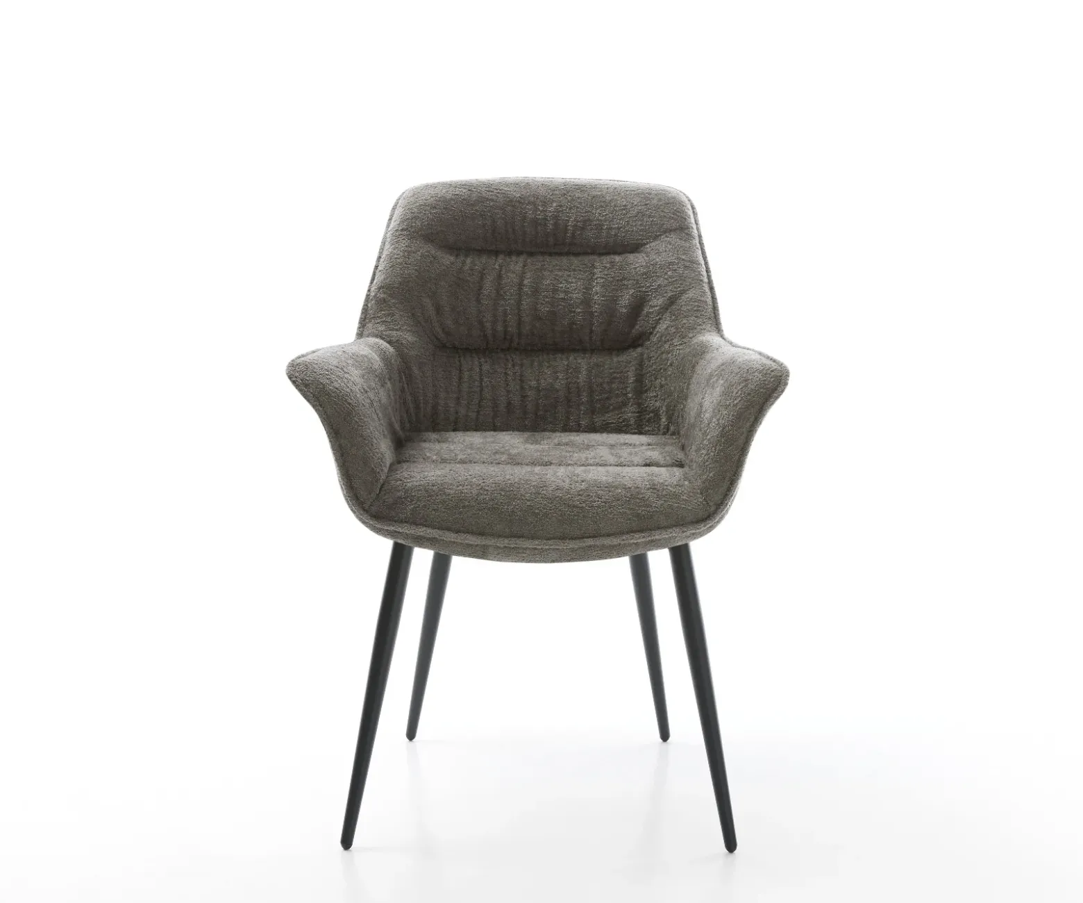 EsszimmerstuhlKaira-Flex Bouclé Soft Schlamm 4-Fuß konisch Schwarz Sofort versandfertig